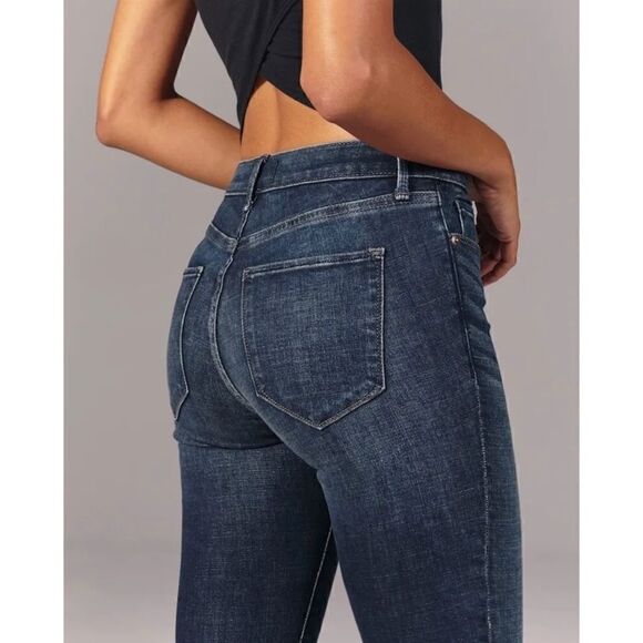Abercrombie & Fitch The Super Skinny Ankle Mid Rise Raw Released Hem Jeans, 27 - Picture 5 of 16